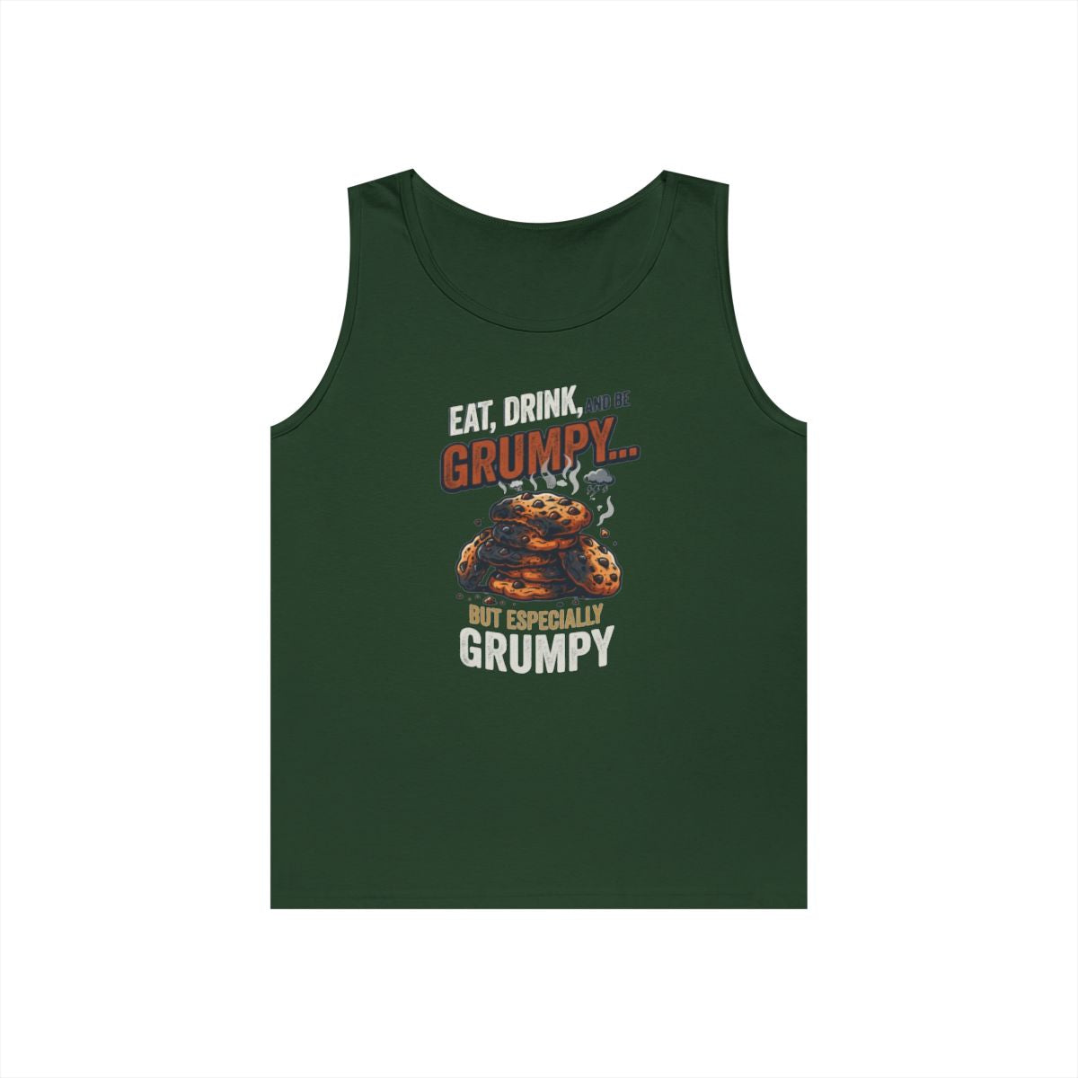 Color: Forest Green | Eat Drink And Be Grumpy Tank Top