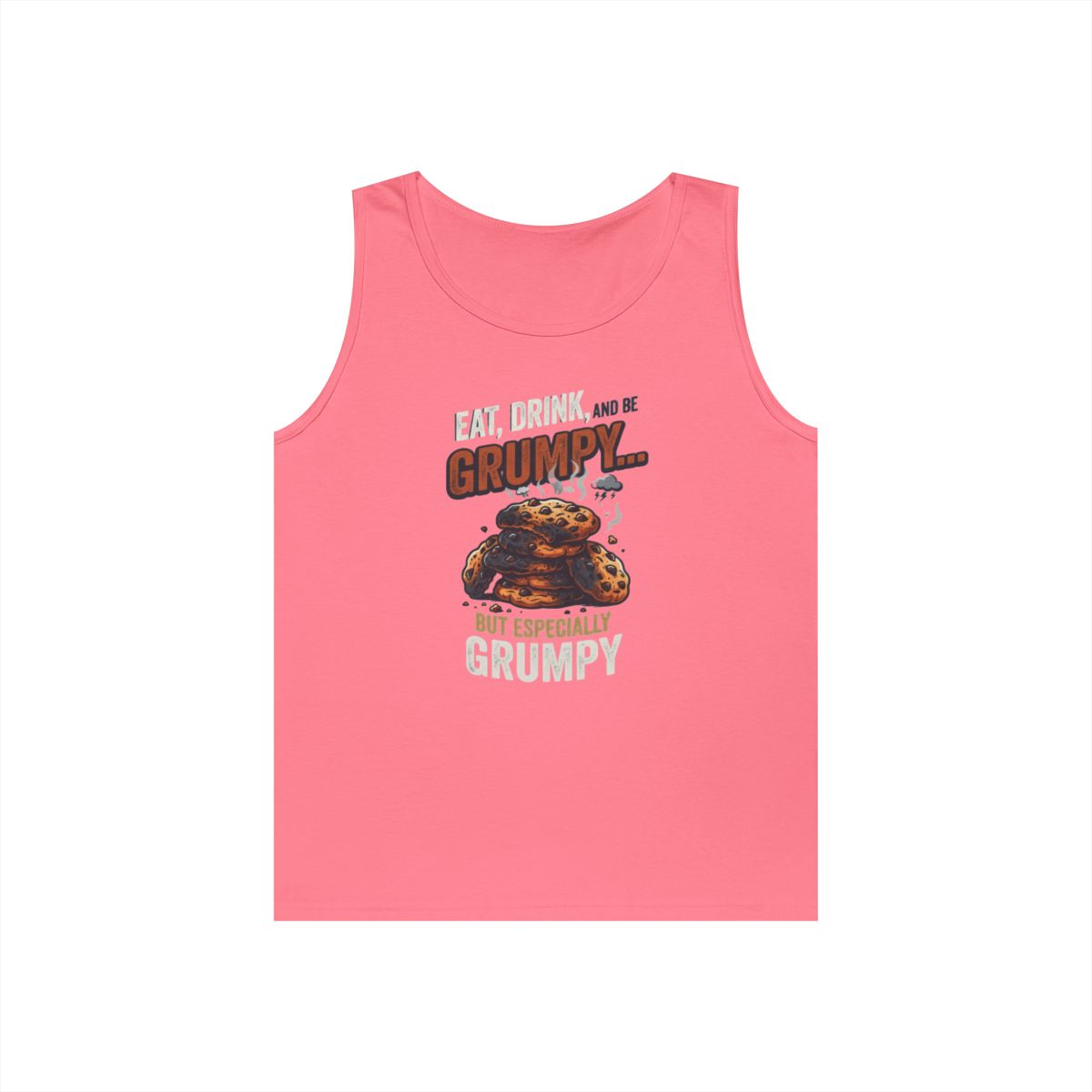 Color: Safety Pink | Eat Drink And Be Grumpy Tank Top