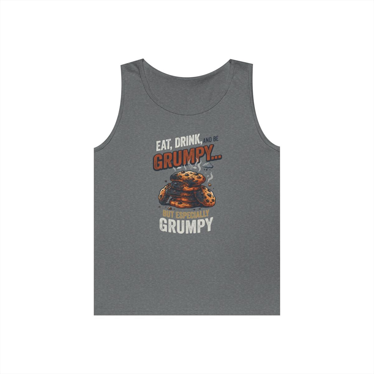 Color: Graphite Heather | Eat Drink And Be Grumpy Tank Top