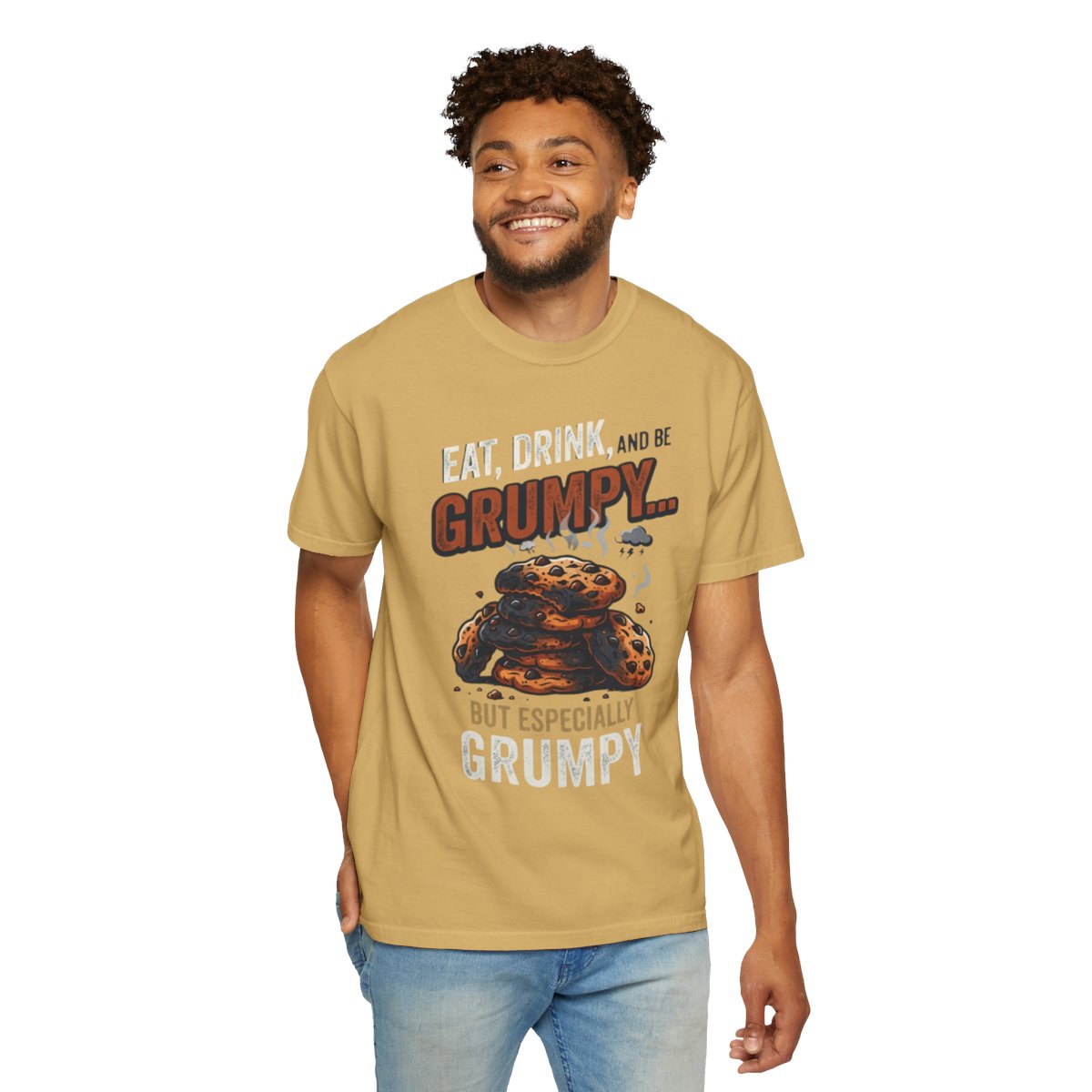 Color: Mustard | Eat Drink And Be Grumpy Unisex Garment-Dyed Tee