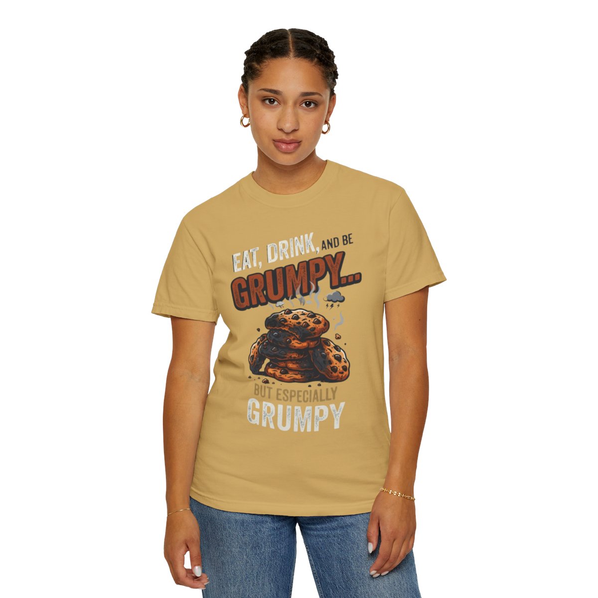 Color: Mustard | Eat Drink And Be Grumpy Unisex Garment-Dyed Tee