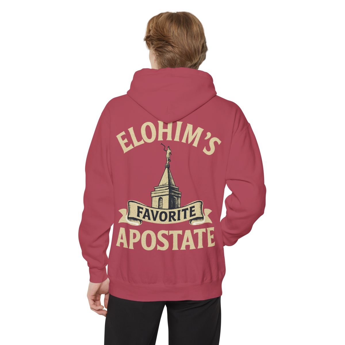 Color: Crimson | Elohim Favorite Apostate Garment-Dyed Hoodie