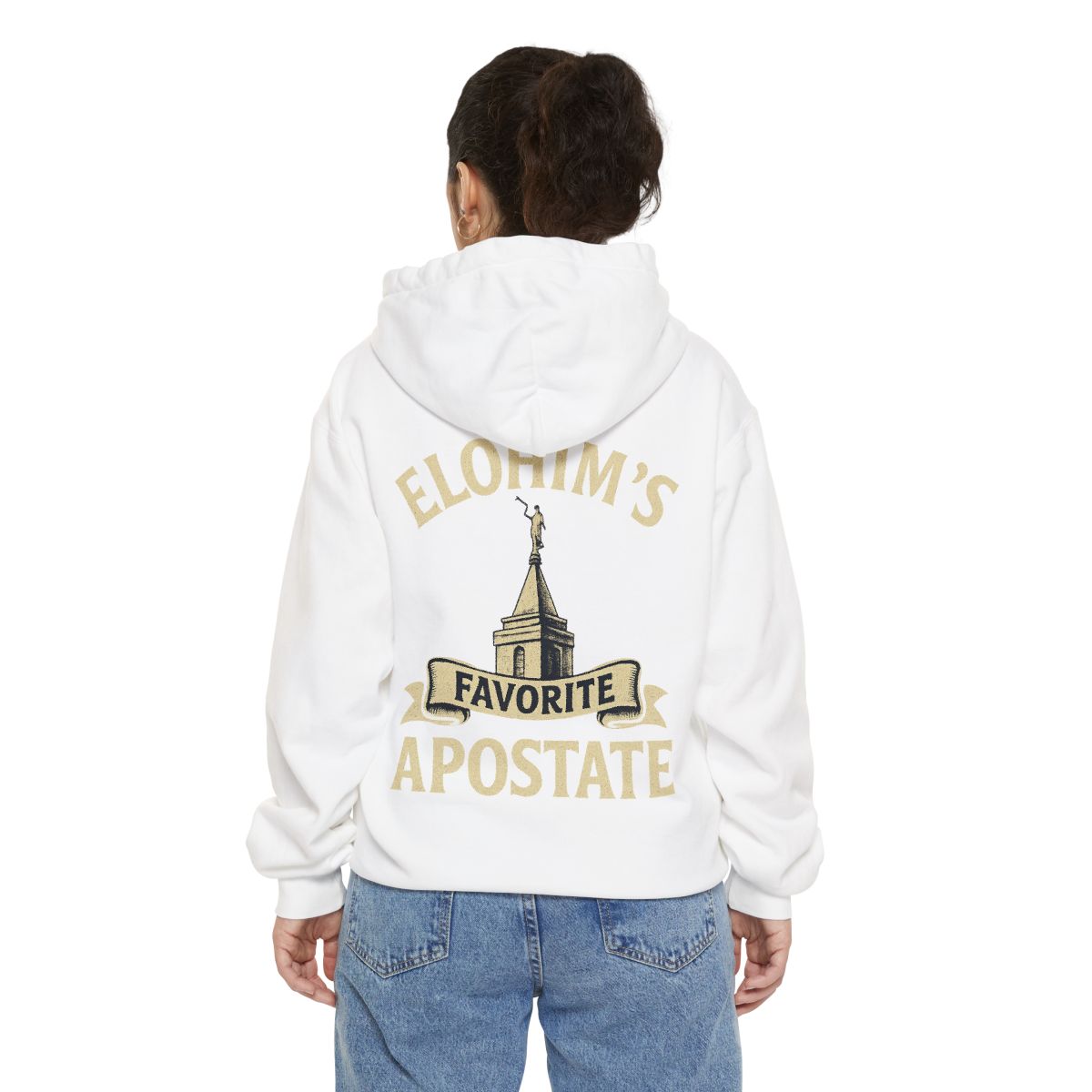 Color: White | Elohim Favorite Apostate Garment-Dyed Hoodie