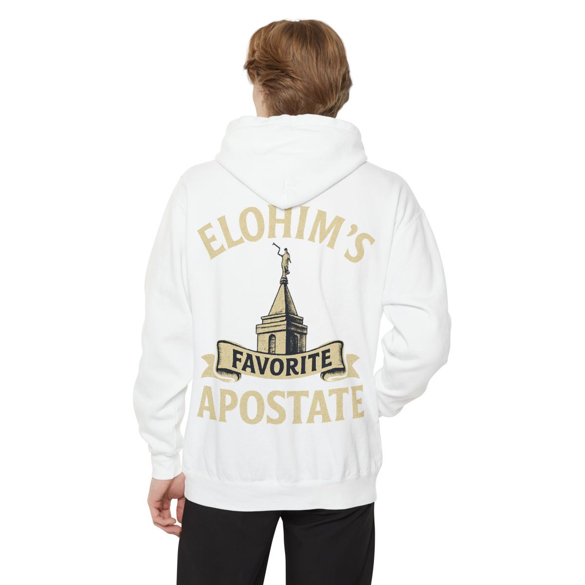 Color: White | Elohim Favorite Apostate Garment-Dyed Hoodie