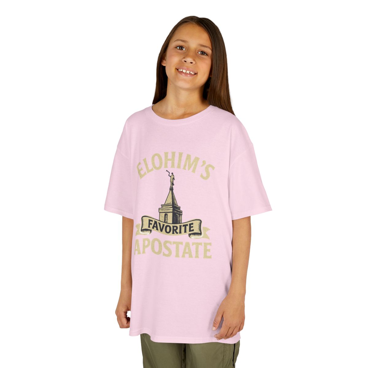 Color: Light Pink | Elohim Favorite Apostate Kids Tee