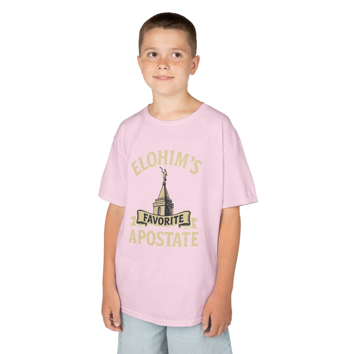 Color: Light Pink | Elohim Favorite Apostate Kids Tee