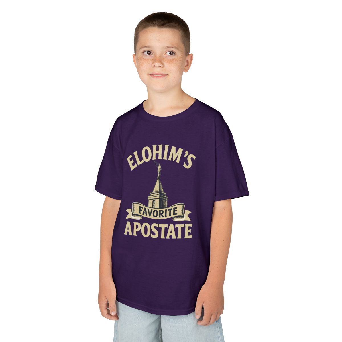 Color: Purple | Elohim Favorite Apostate Kids Tee