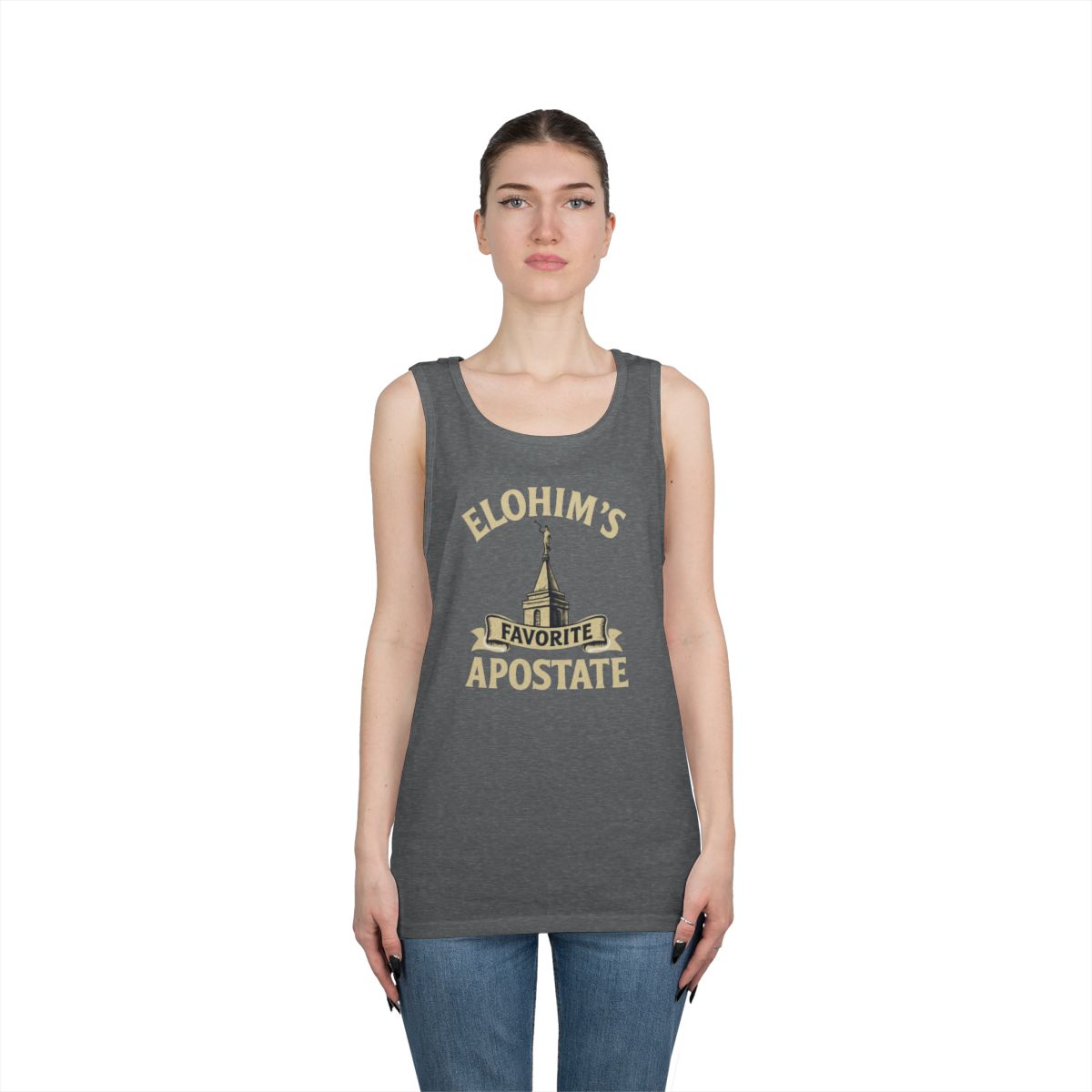 Color: Graphite Heather | Elohim Favorite Apostate Tank Top
