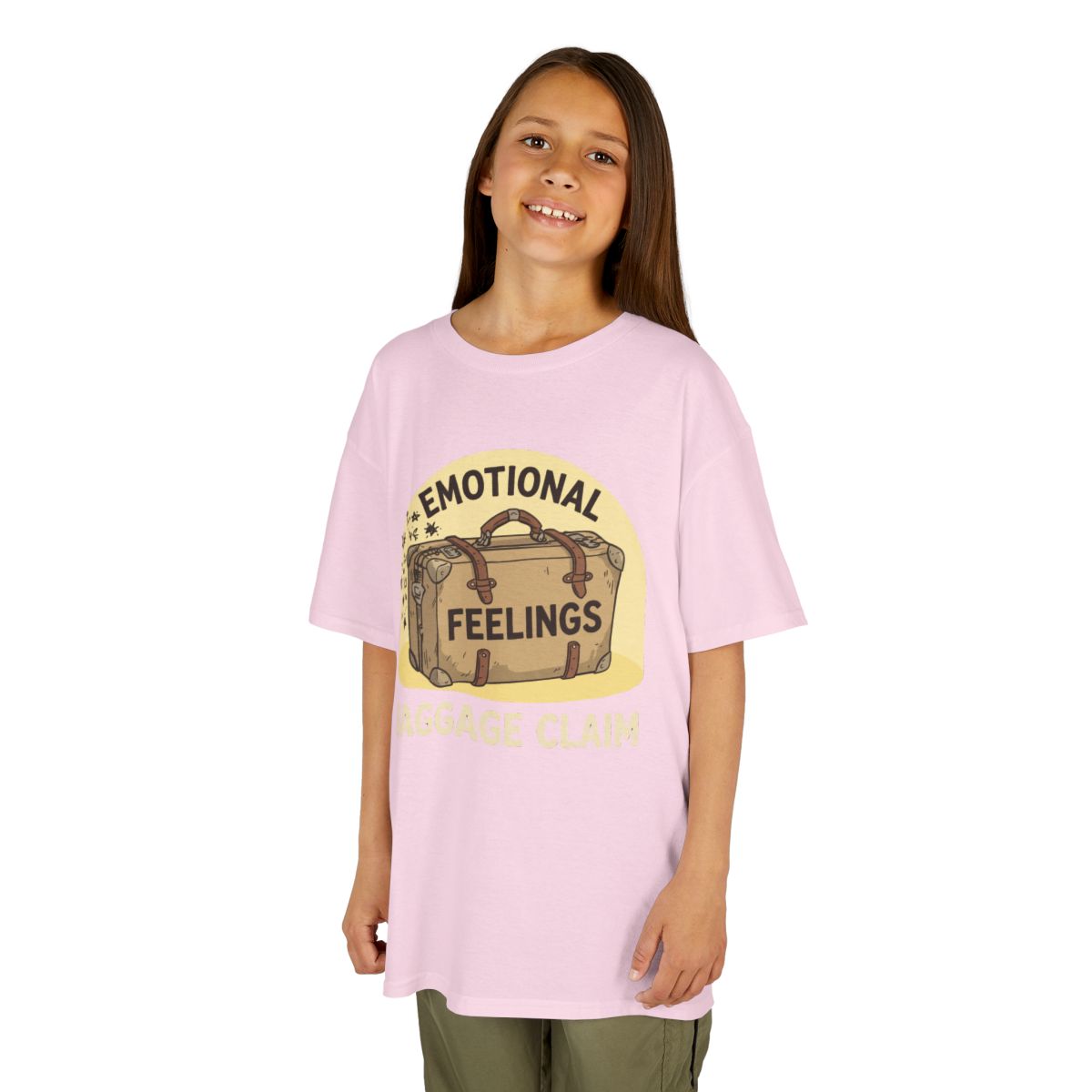 Color: Light Pink | Emotional Baggage Claim Kids Tee
