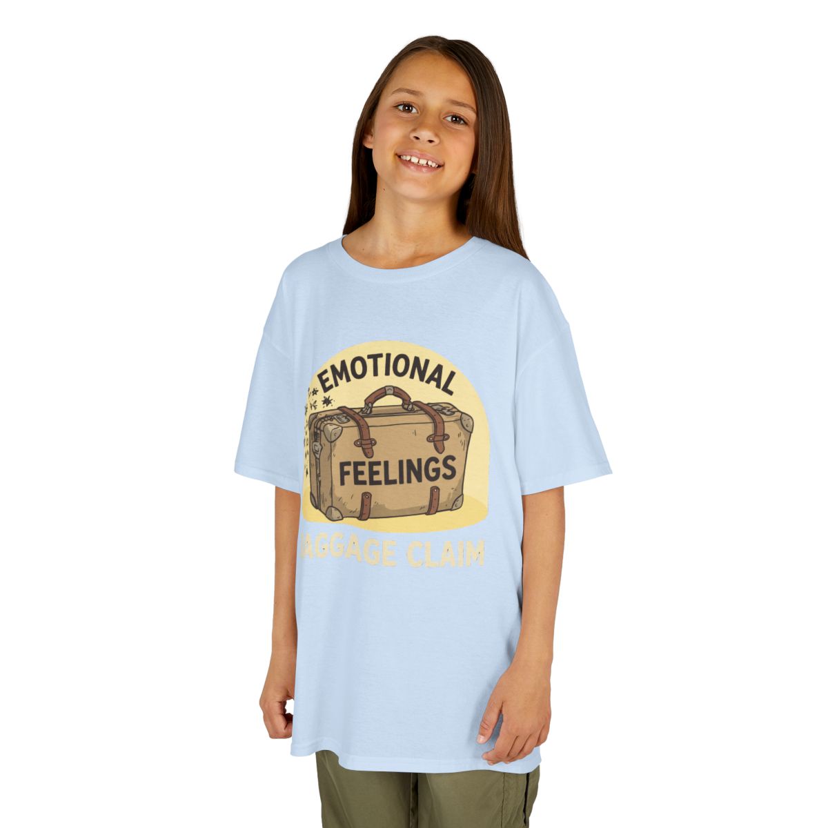 Color: Light Blue | Emotional Baggage Claim Kids Tee