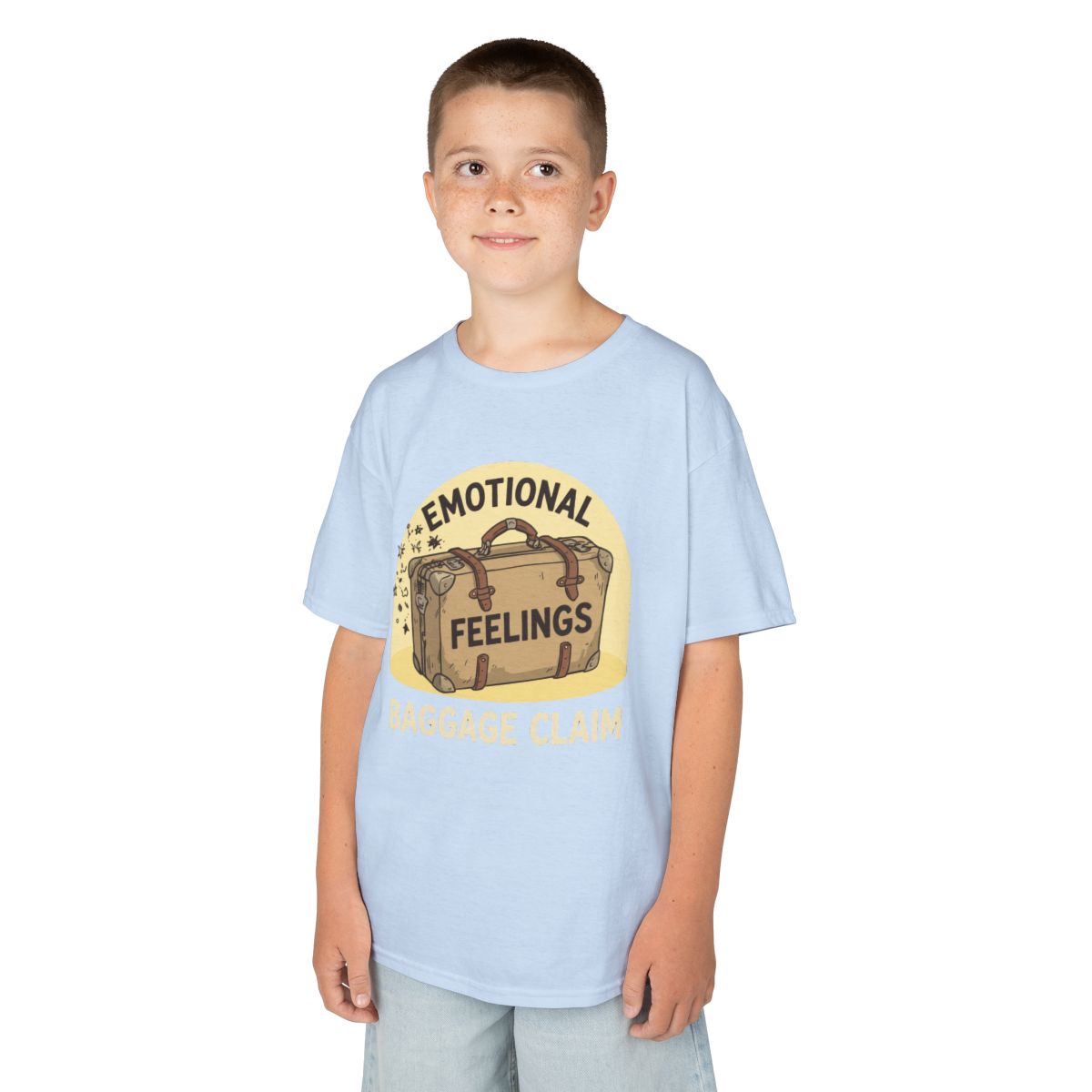 Color: Light Blue | Emotional Baggage Claim Kids Tee
