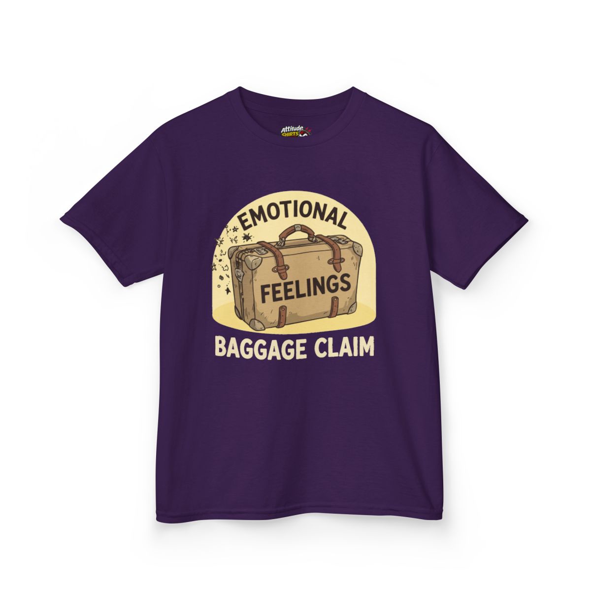 Color: Purple | Emotional Baggage Claim Kids Tee