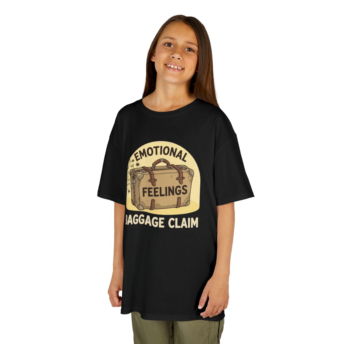 Color: Black | Emotional Baggage Claim Kids Tee