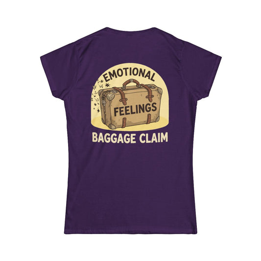Color: Purple | Emotional Baggage Claim Women's Tee