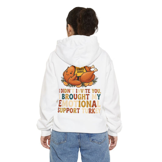 Color: White | Emotional Support Turkey Garment-Dyed Hoodie
