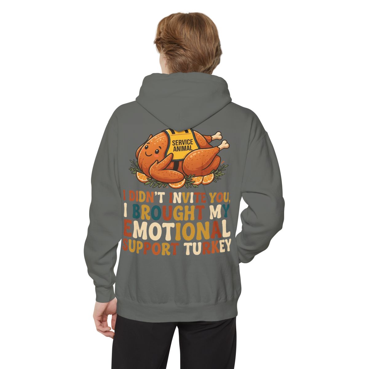 Color: Grey | Emotional Support Turkey Garment-Dyed Hoodie