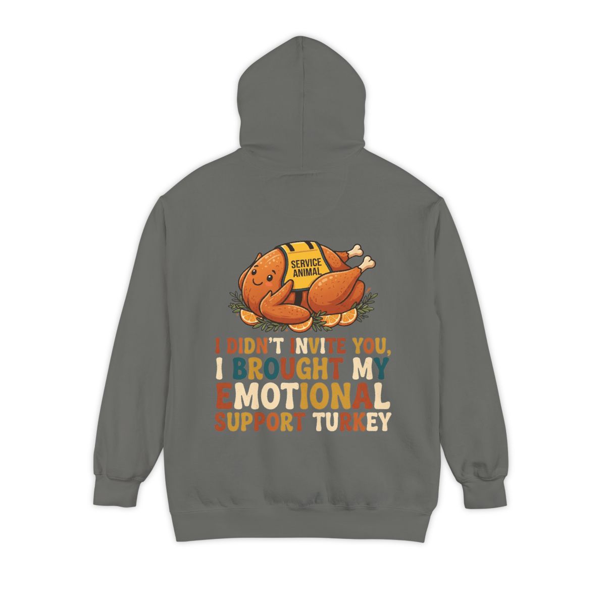 Color: Grey | Emotional Support Turkey Garment-Dyed Hoodie
