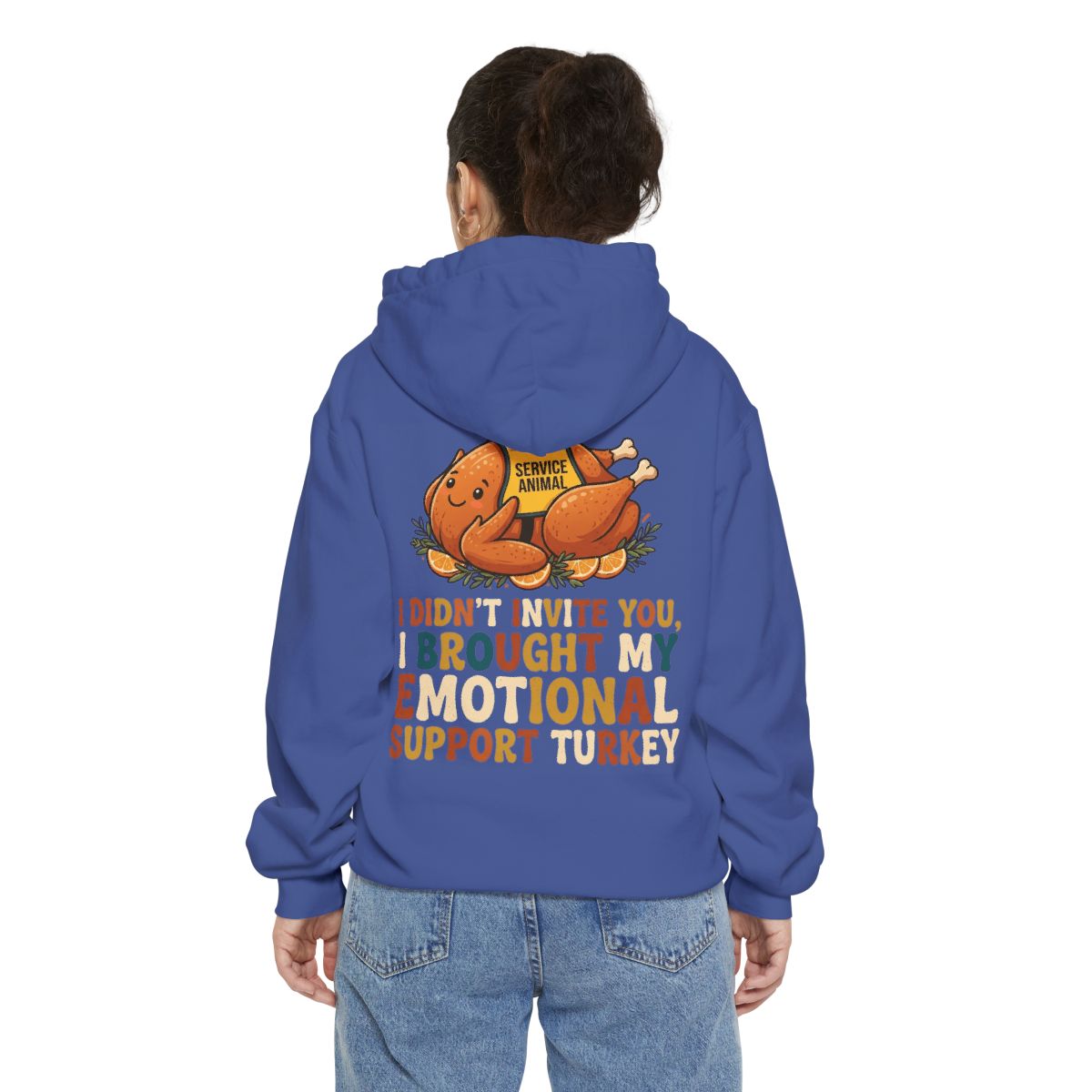 Color: Flo Blue | Emotional Support Turkey Garment-Dyed Hoodie