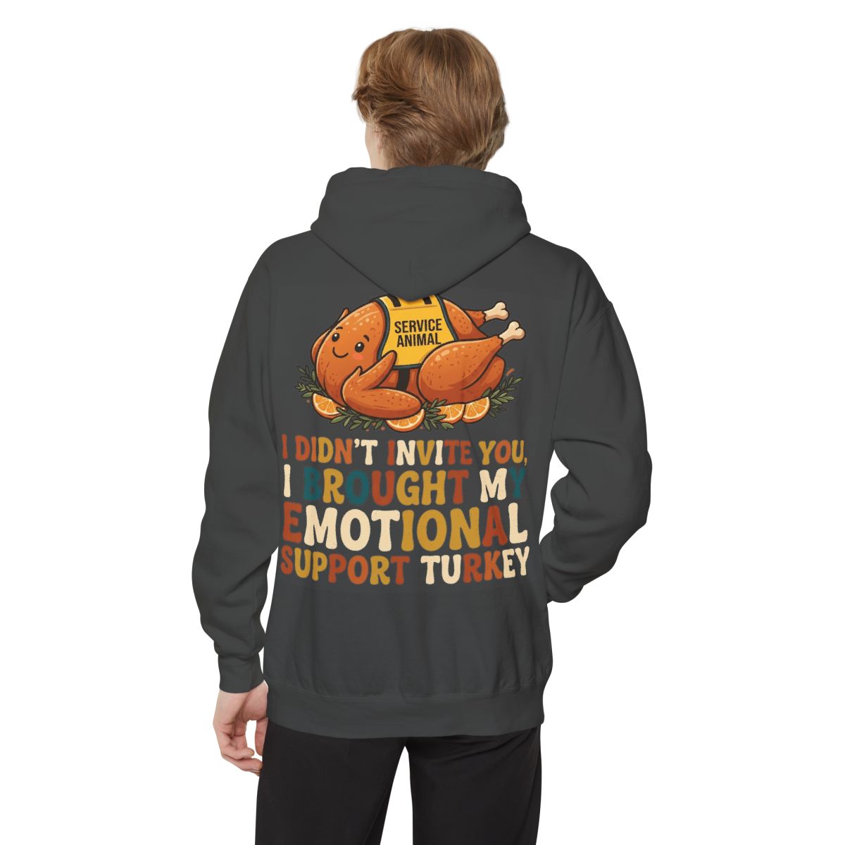 Color: Pepper | Emotional Support Turkey Garment-Dyed Hoodie