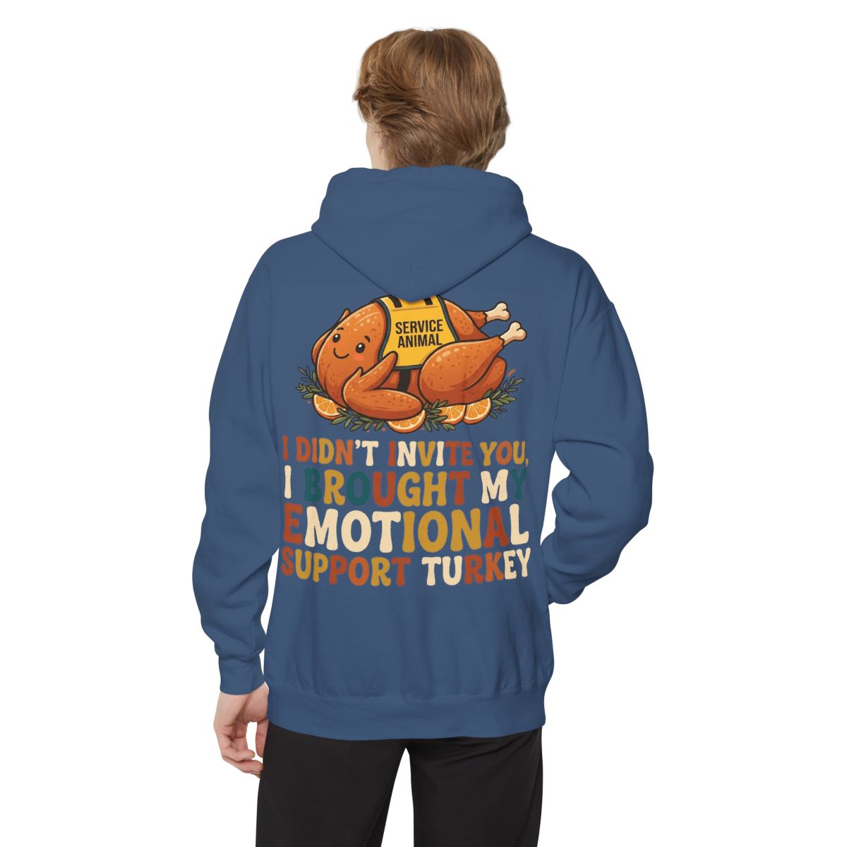 Color: True Navy | Emotional Support Turkey Garment-Dyed Hoodie