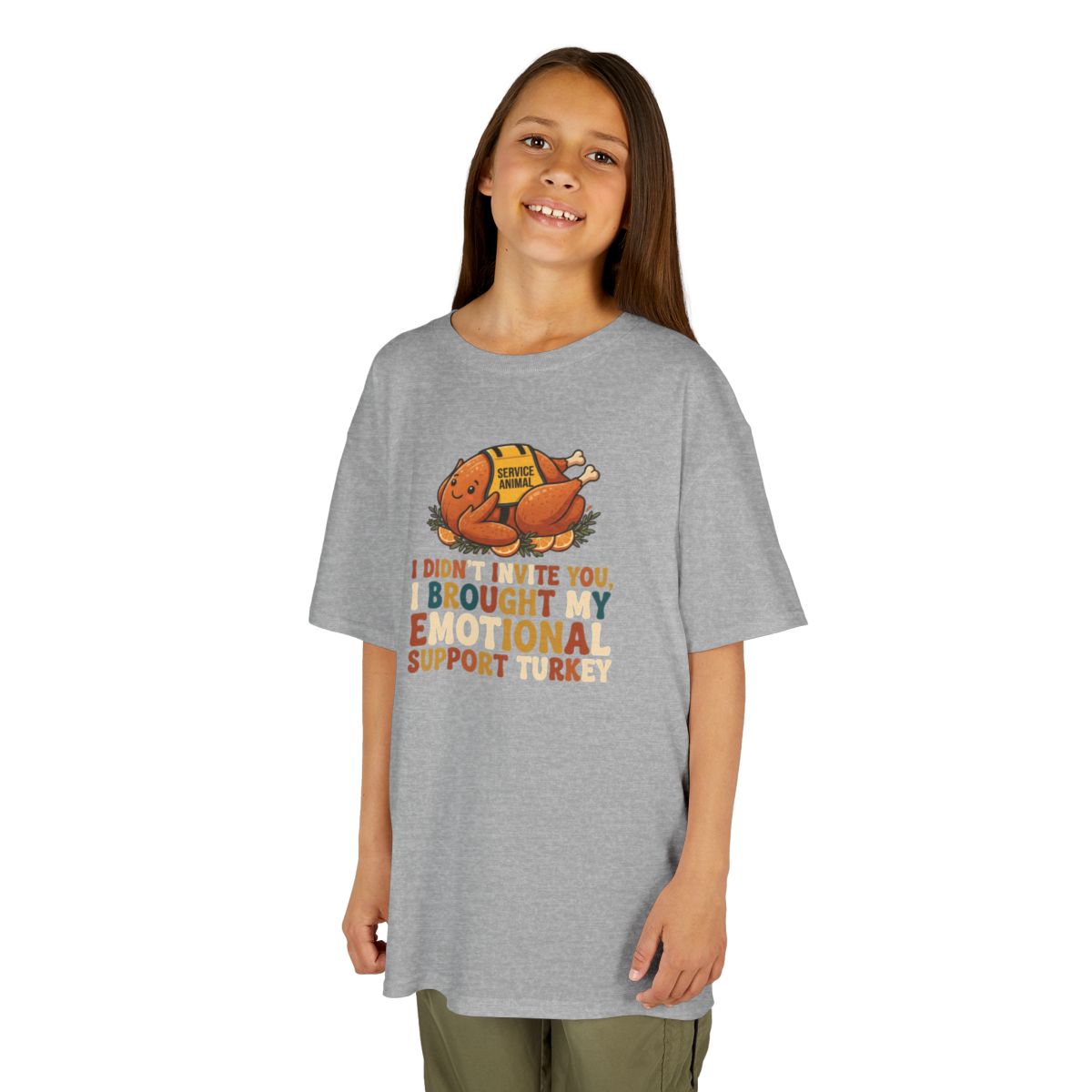 Color: Sport Grey | Emotional Support Turkey Kids Tee