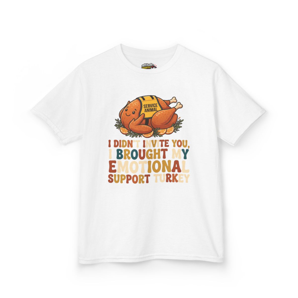 Color: White | Emotional Support Turkey Kids Tee