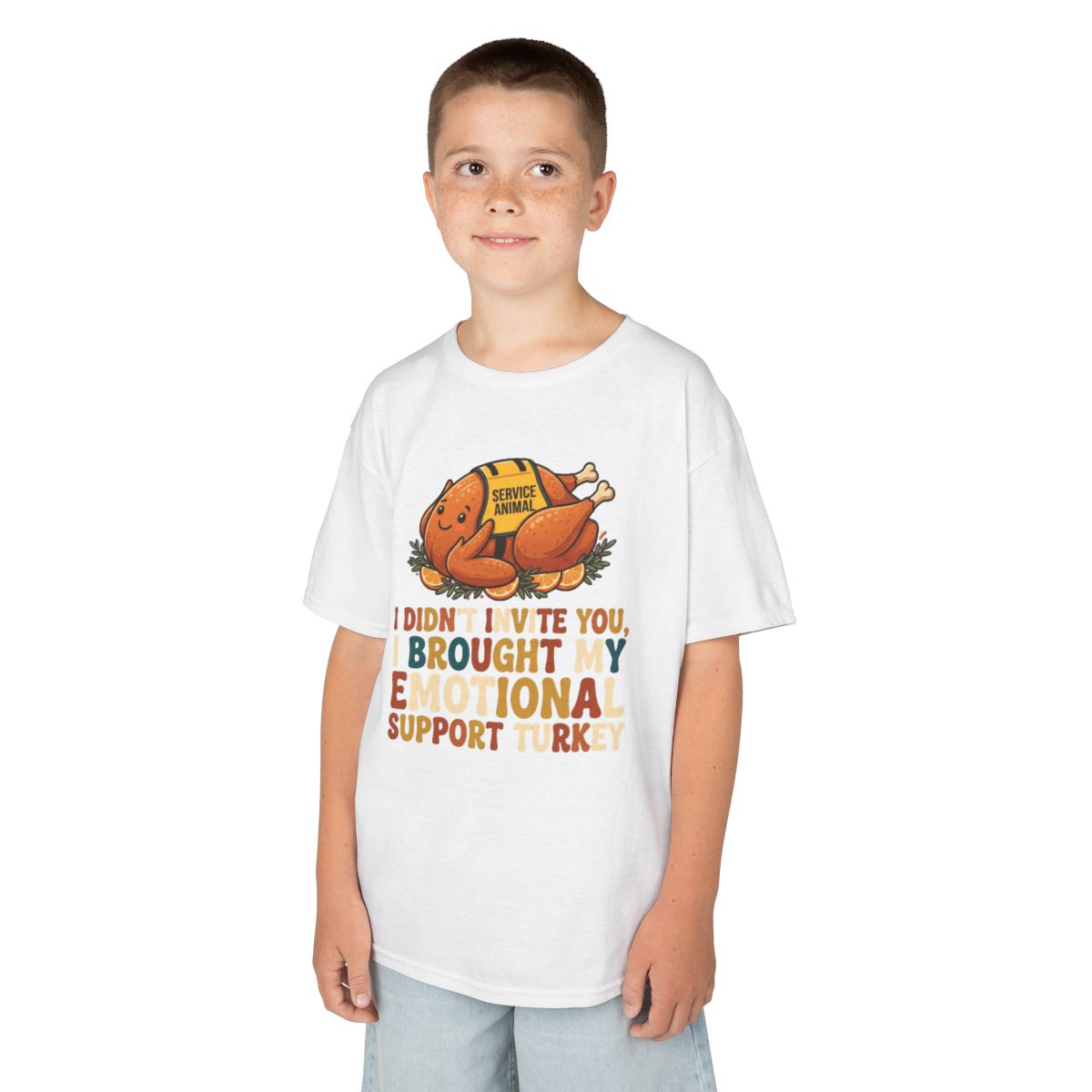 Color: White | Emotional Support Turkey Kids Tee