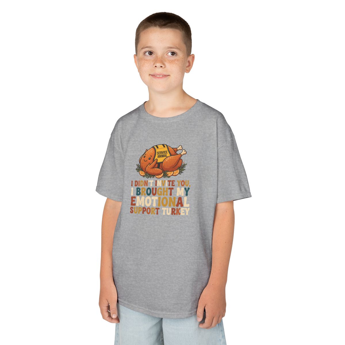 Color: Sport Grey | Emotional Support Turkey Kids Tee