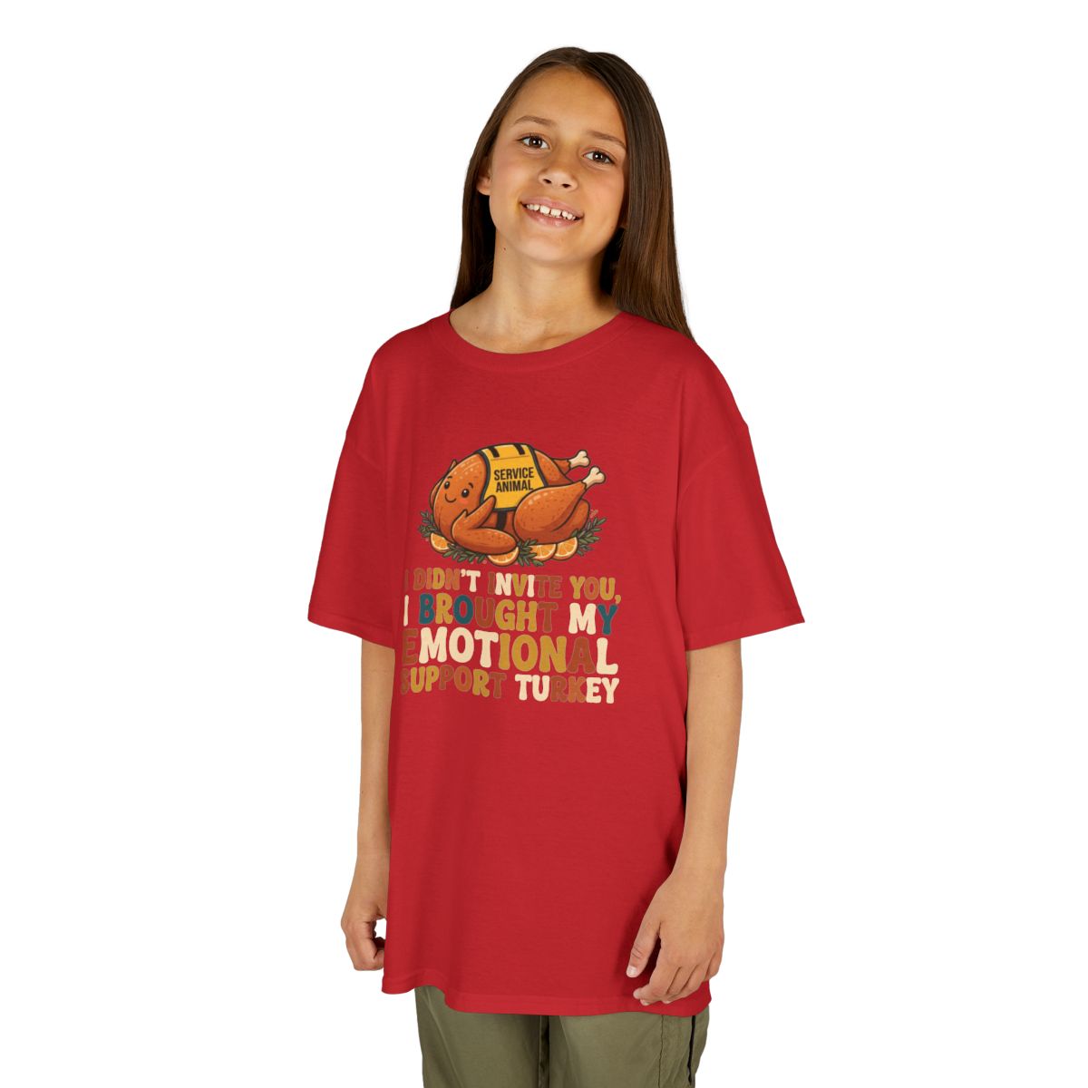 Color: Red | Emotional Support Turkey Kids Tee