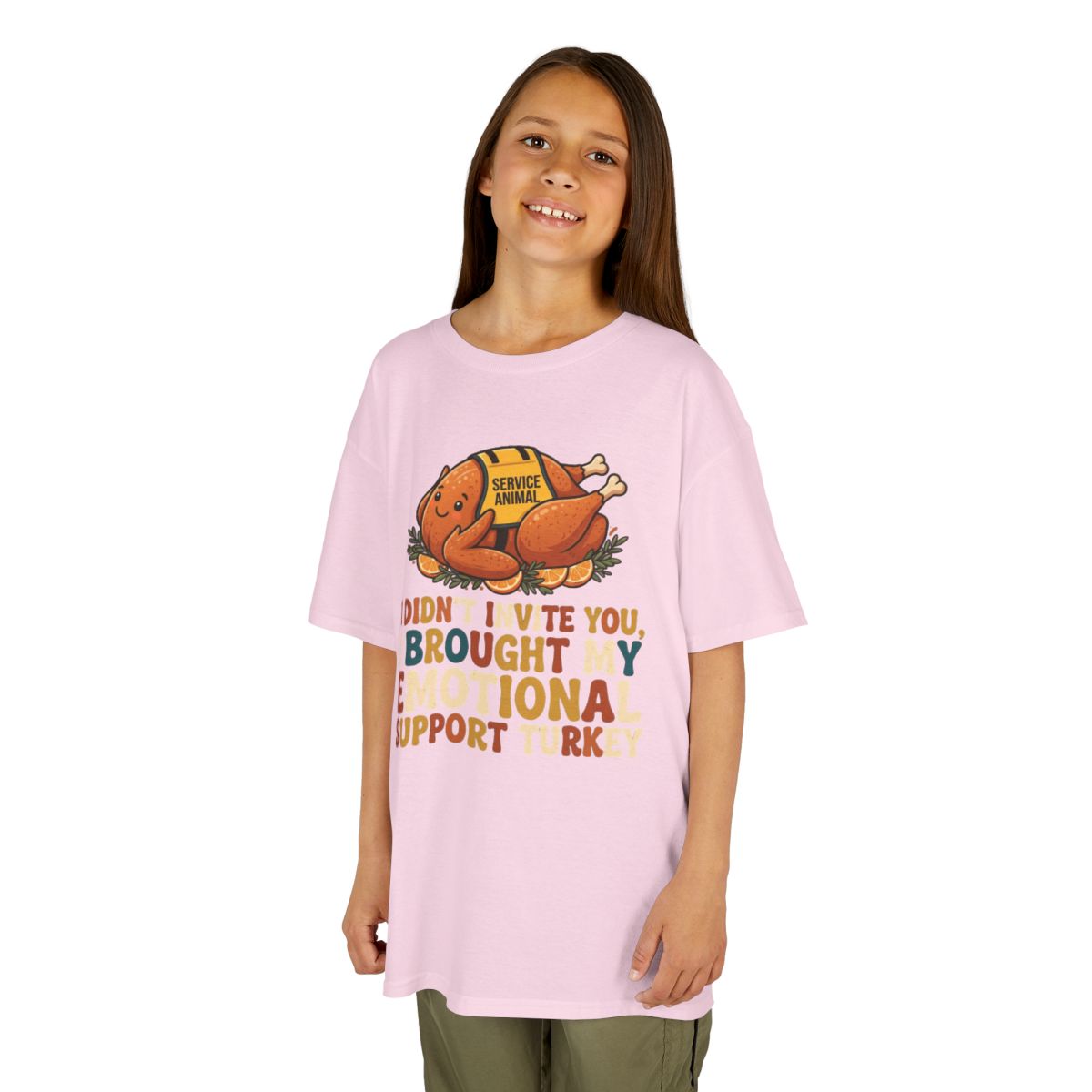 Color: Light Pink | Emotional Support Turkey Kids Tee