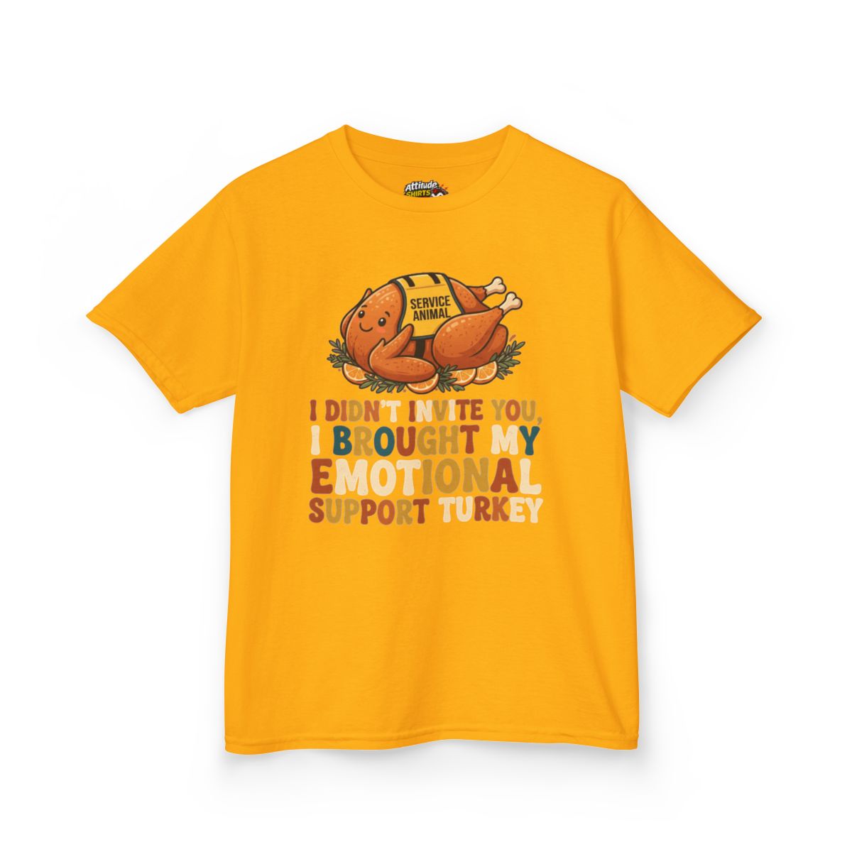 Color: Gold | Emotional Support Turkey Kids Tee
