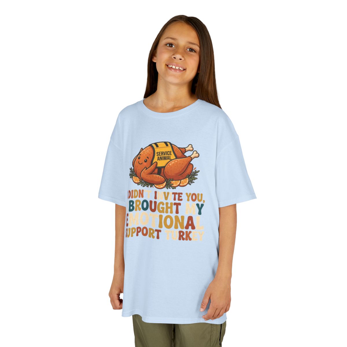 Color: Light Blue | Emotional Support Turkey Kids Tee