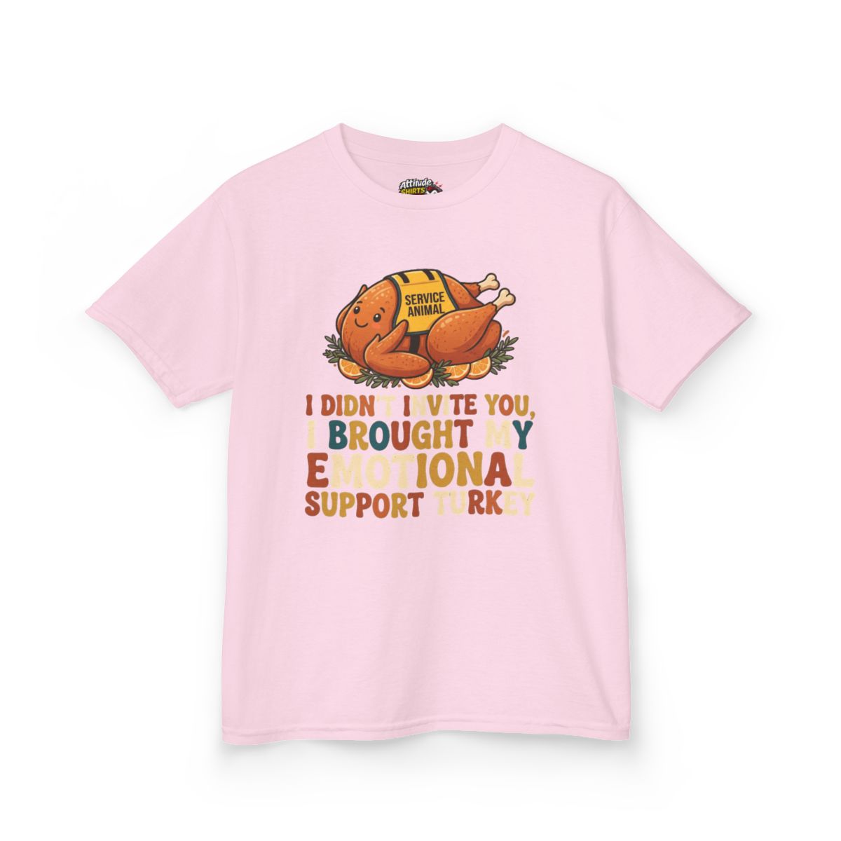 Color: Light Pink | Emotional Support Turkey Kids Tee