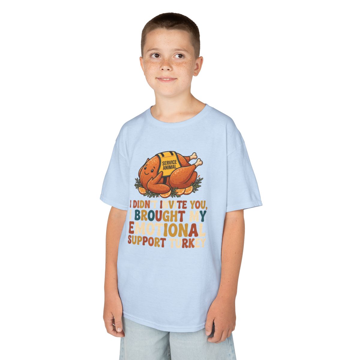 Color: Light Blue | Emotional Support Turkey Kids Tee