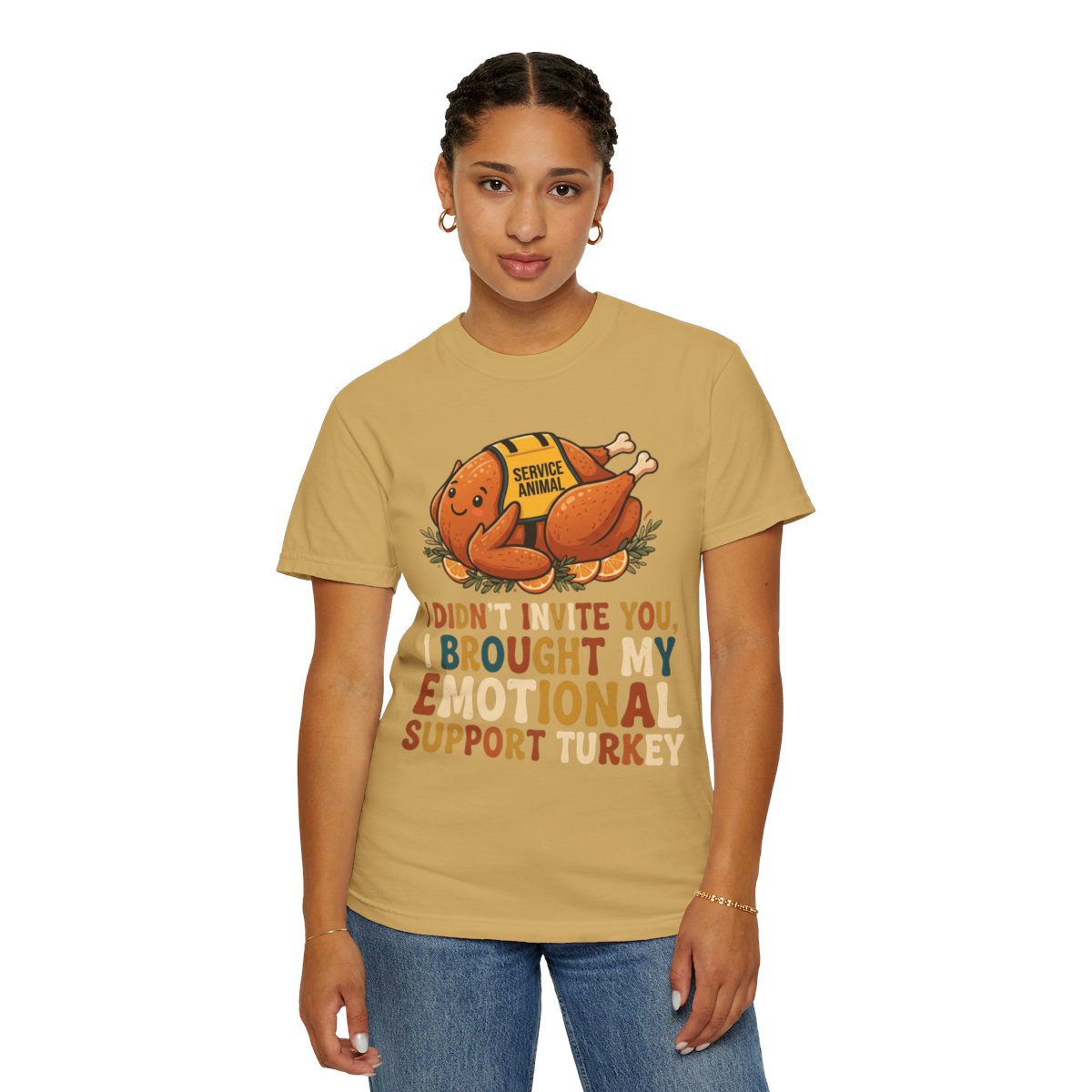 Color: Mustard | Emotional Support Turkey Unisex Garment-Dyed Tee