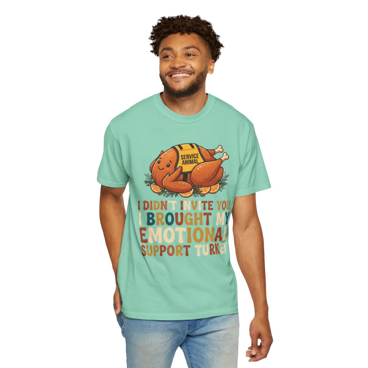 Color: Island Reef | Emotional Support Turkey Unisex Garment-Dyed Tee