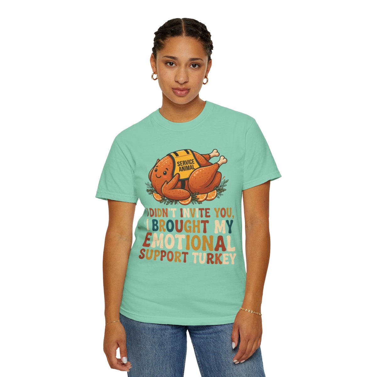Color: Island Reef | Emotional Support Turkey Unisex Garment-Dyed Tee