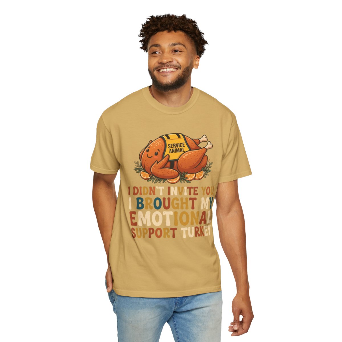 Color: Mustard | Emotional Support Turkey Unisex Garment-Dyed Tee