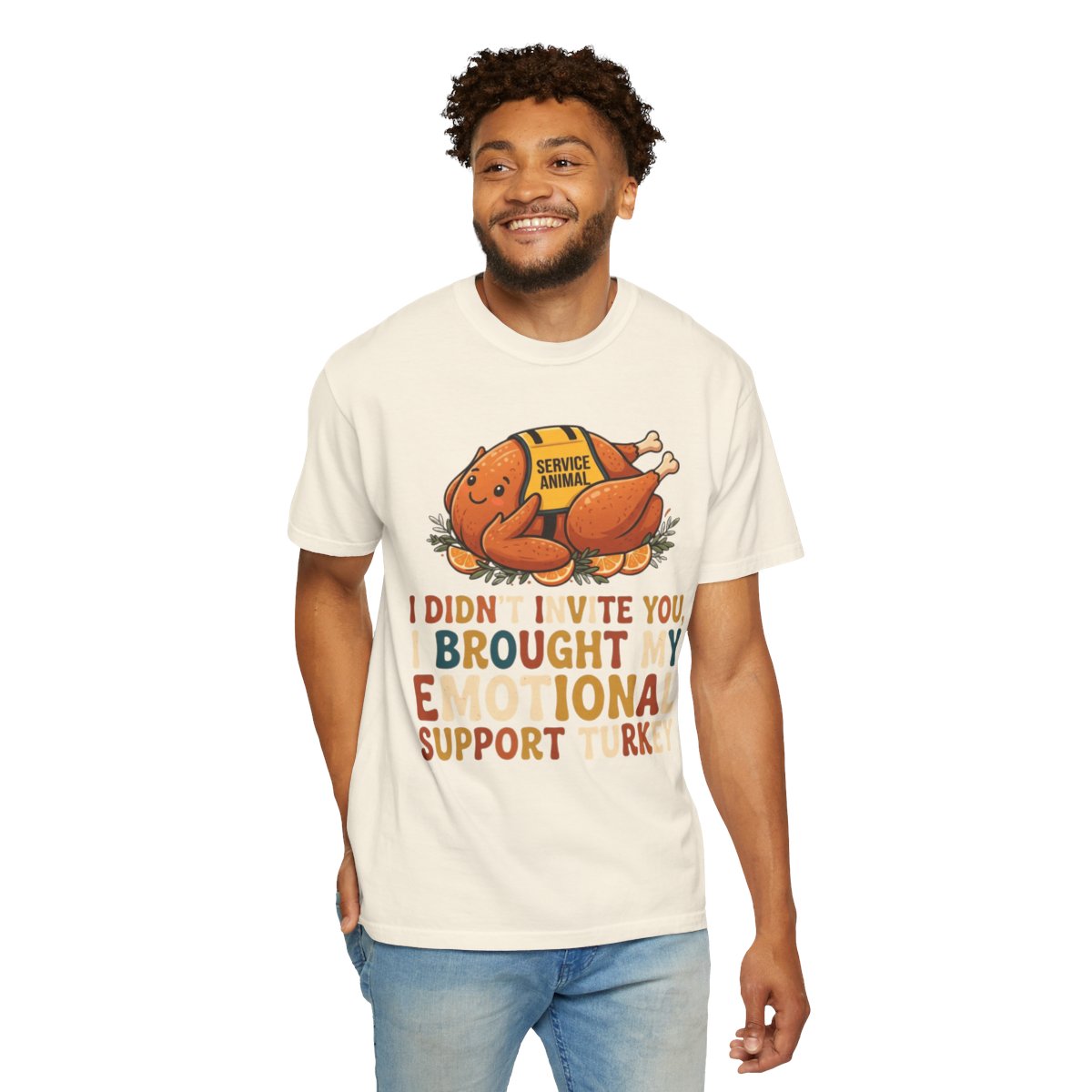 Color: Ivory | Emotional Support Turkey Unisex Garment-Dyed Tee