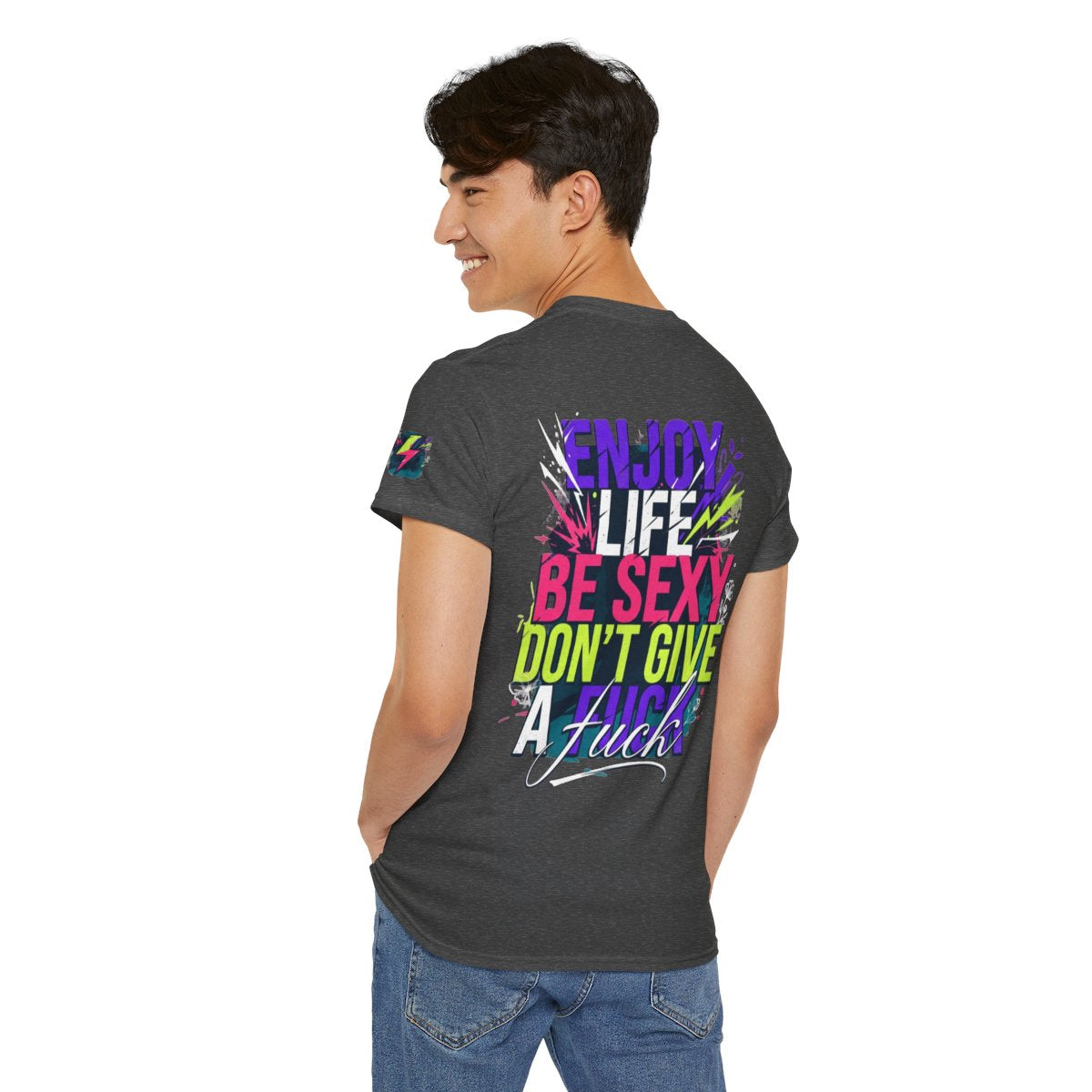 Color: Dark Heather | Enjoy Life Be Sexy Premium Graphic Tee