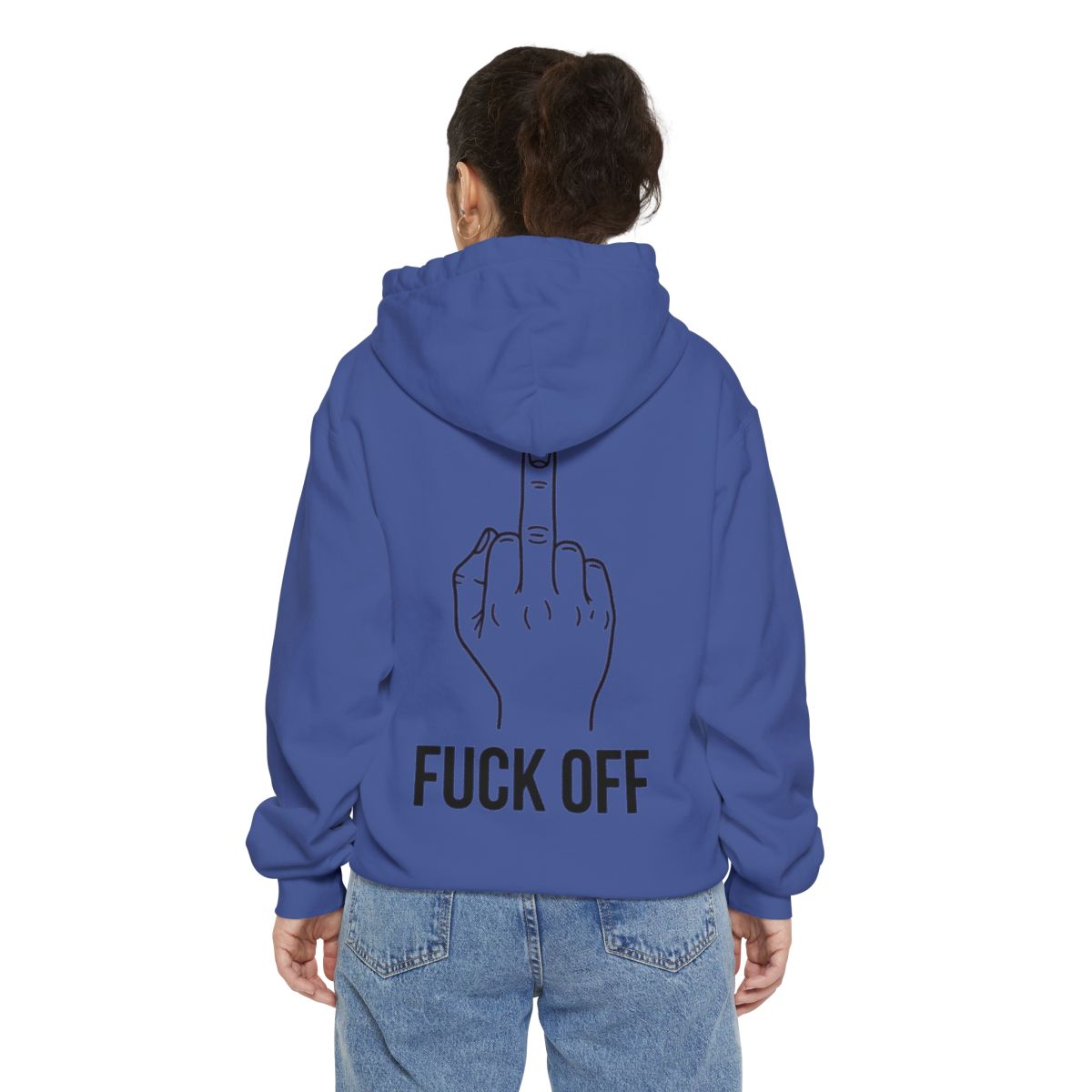Color: Flo Blue | F@#% OFF Garment-Dyed Hoodie