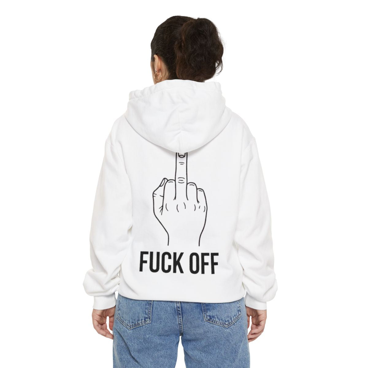 Color: White | F@#% OFF Garment-Dyed Hoodie