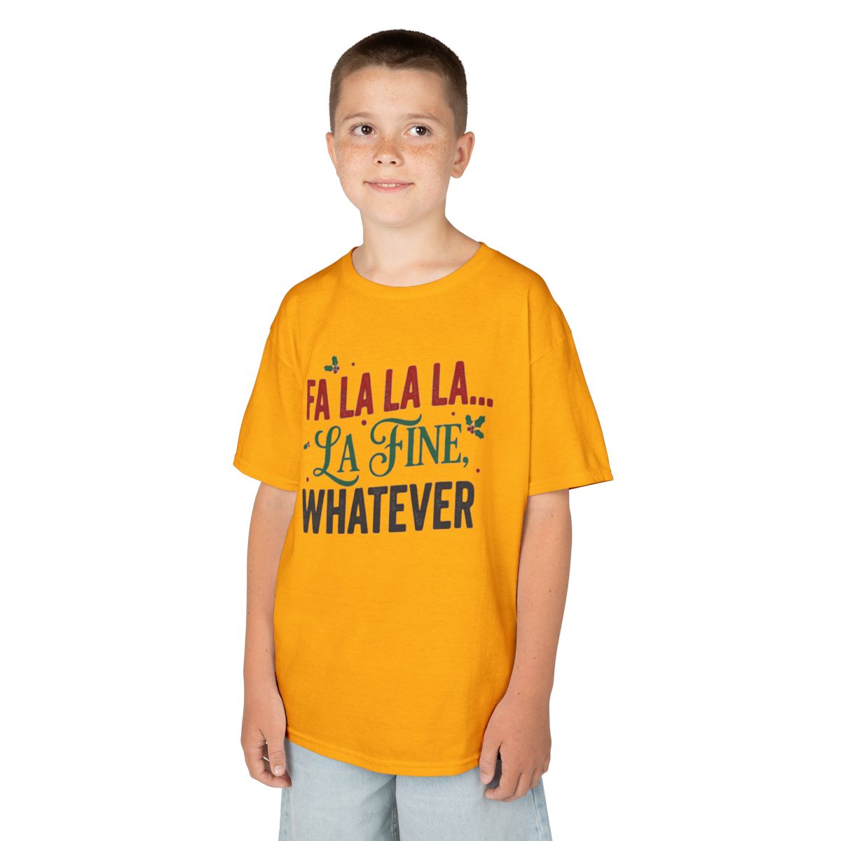 Color: Gold | Fa La La La Fine Whatever Kids Tee