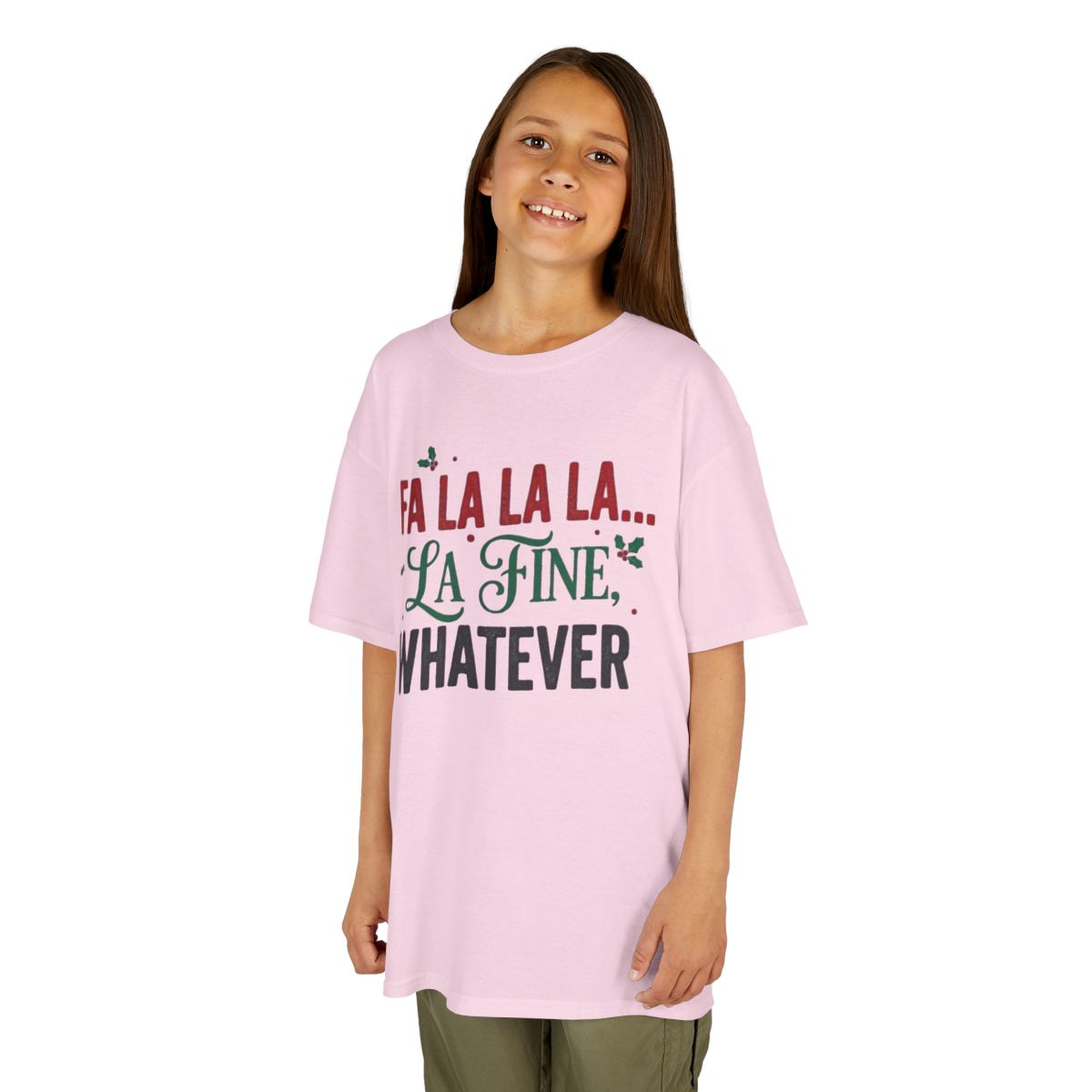 Color: Light Pink | Fa La La La Fine Whatever Kids Tee