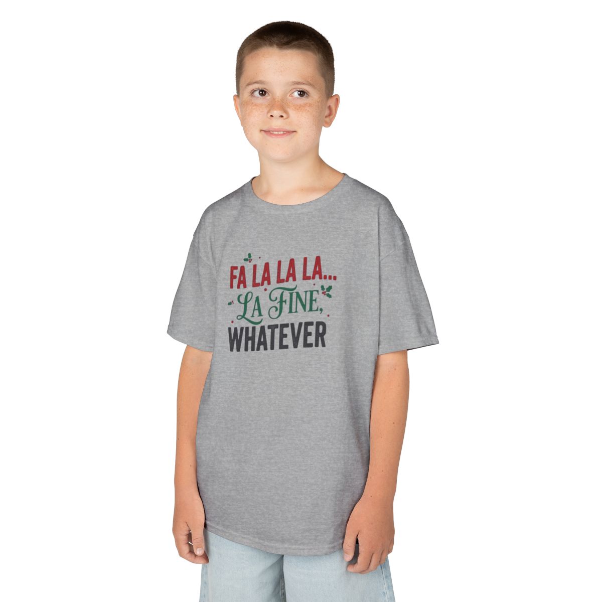 Color: Sport Grey | Fa La La La Fine Whatever Kids Tee