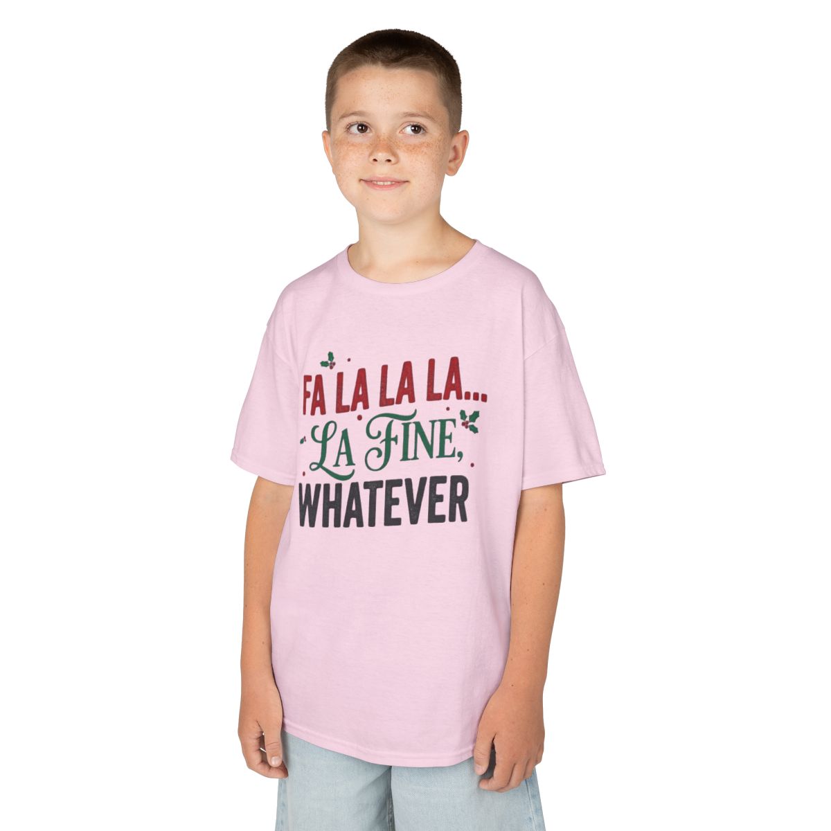 Color: Light Pink | Fa La La La Fine Whatever Kids Tee