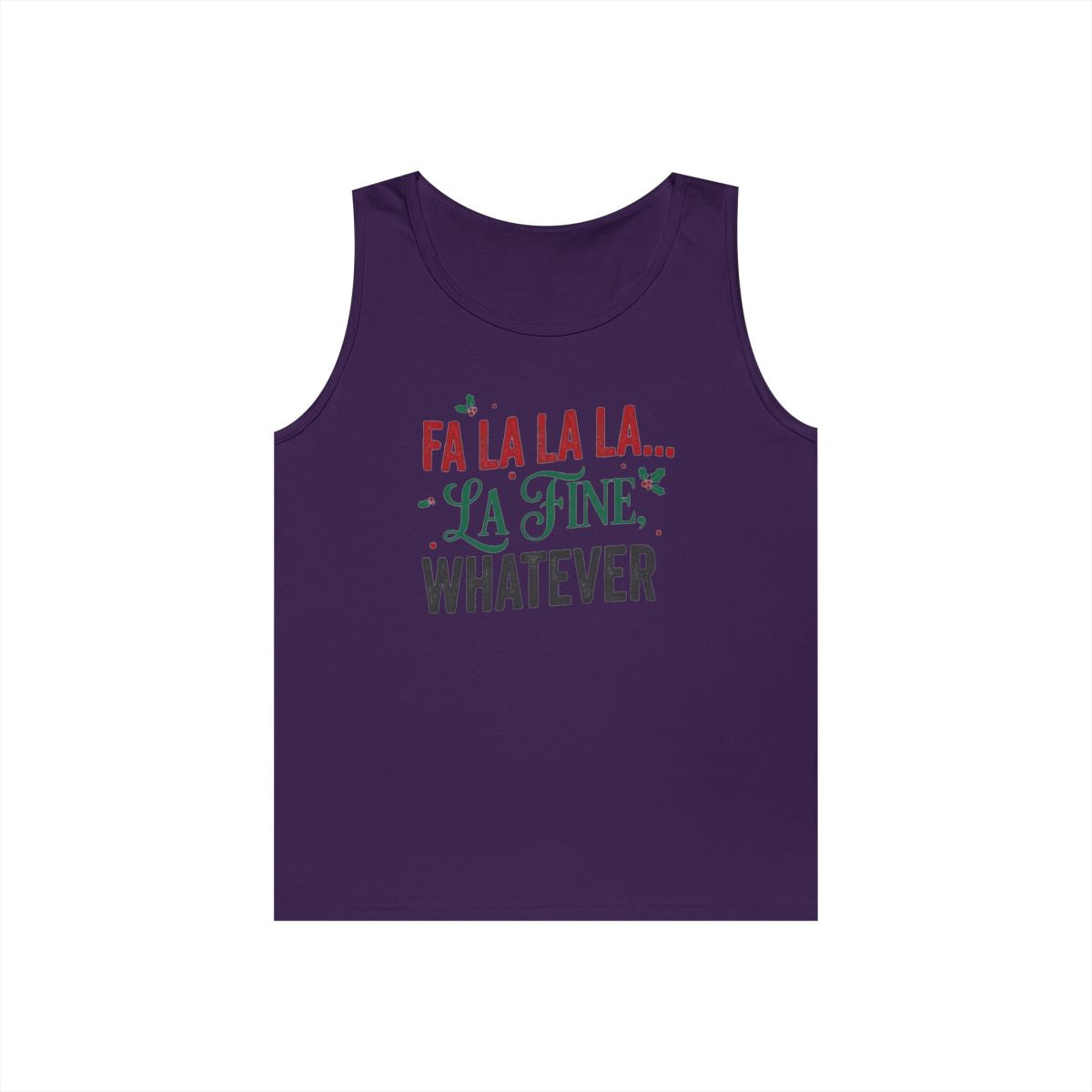 Color: Purple | Fa La La La Fine Whatever Tank Top