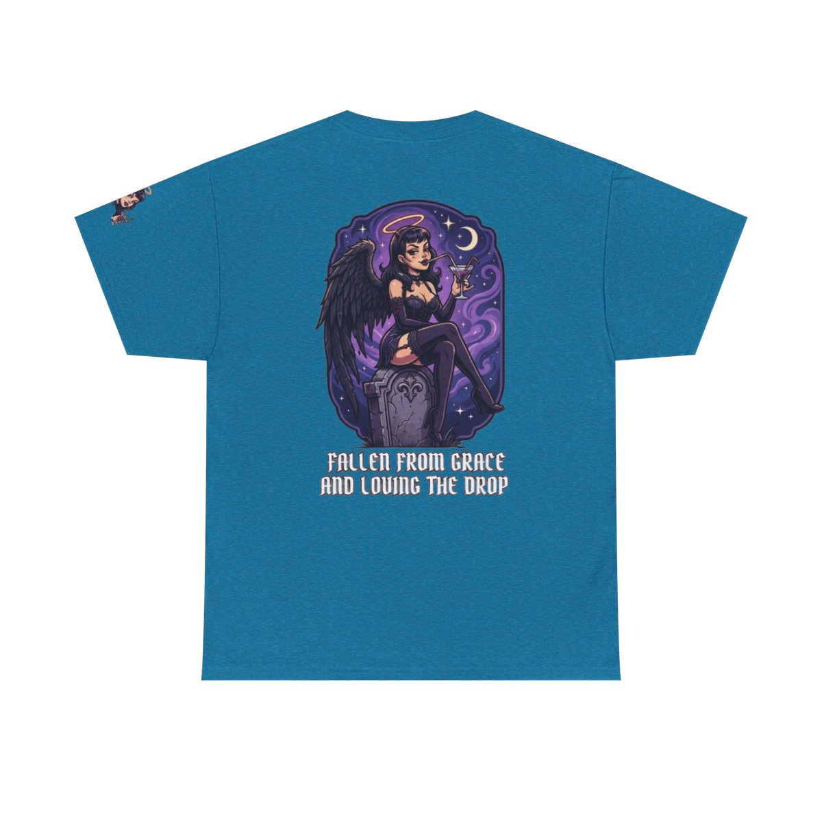 Color: Antique Sapphire | Fallen From Grace and Loving the Drop Premium Graphic Tee