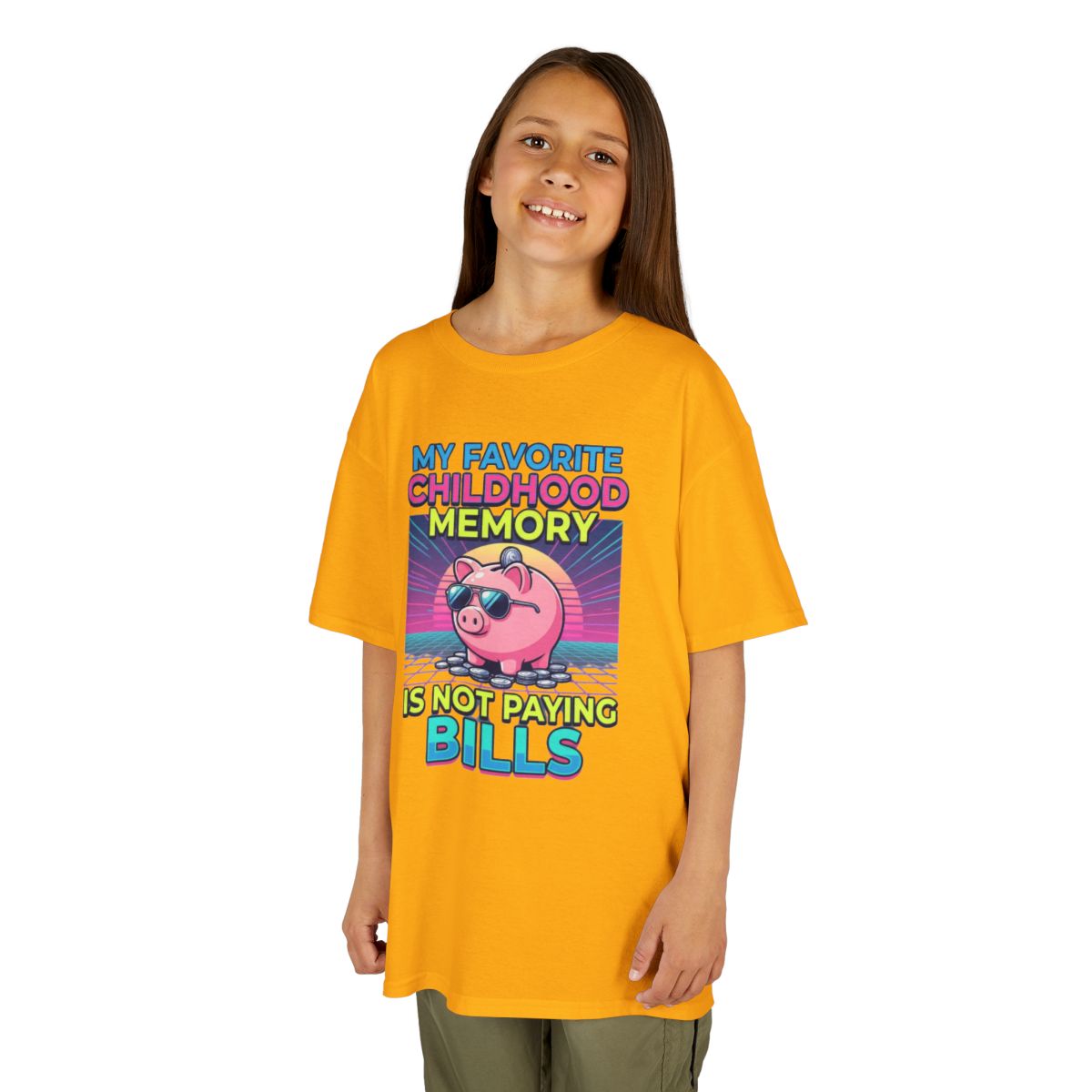 Color: Gold | Favortie Childhood Memories - Not Paying Bills Kids Tee