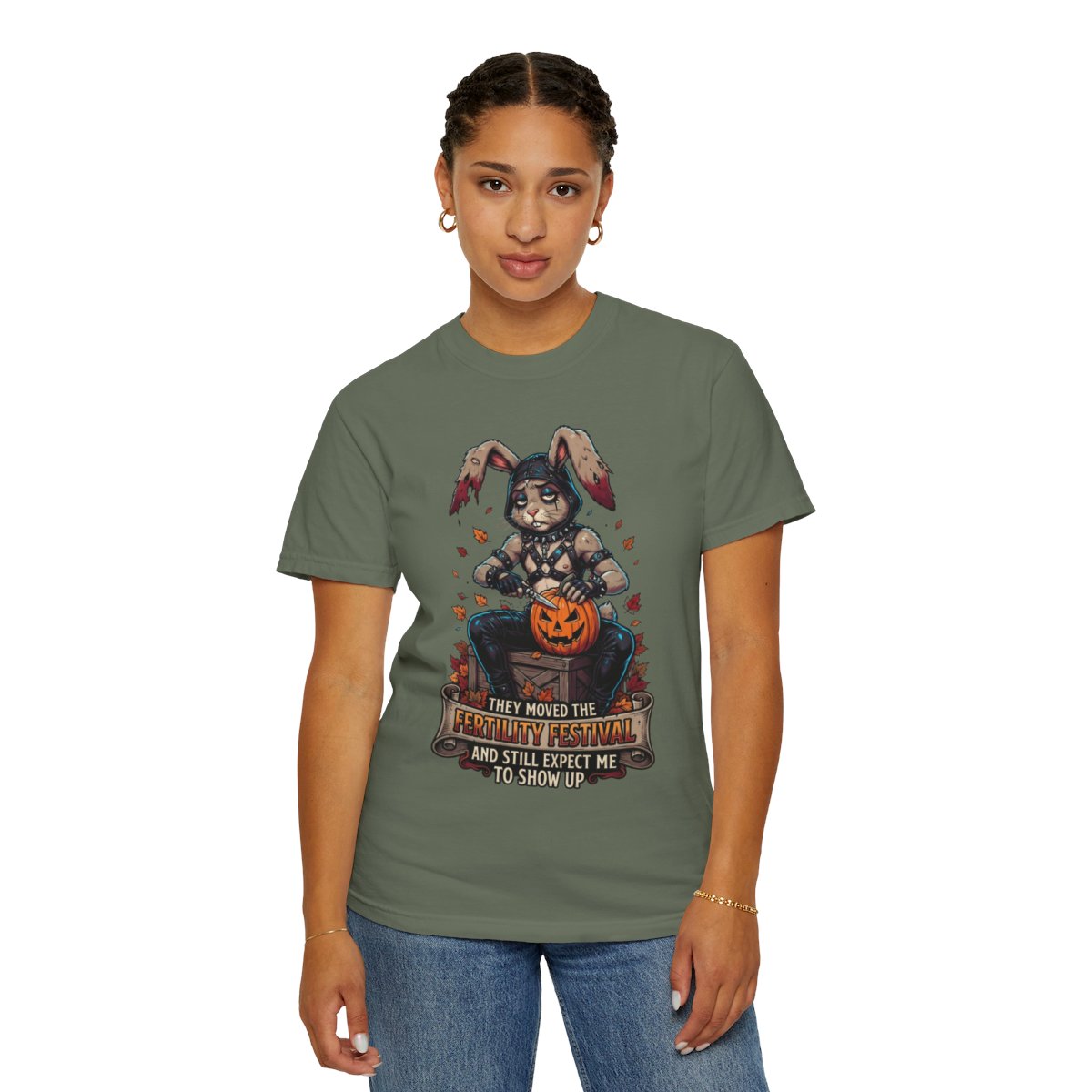 Color: Moss | Fertility Festival Unisex Garment-Dyed Tee